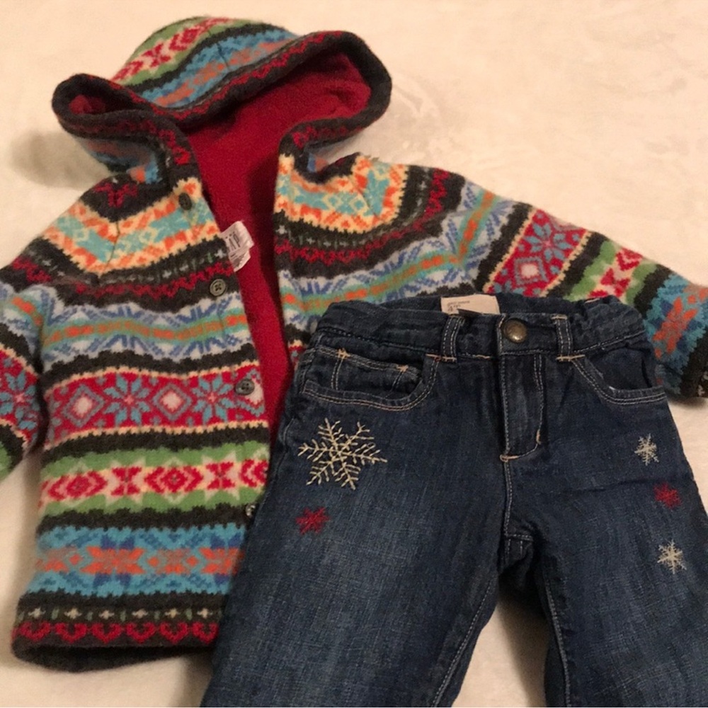 GAP | 2 piece sweater coat with fleece lined jeans